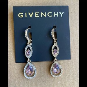 New w/Tags - Pave Crystal Orb Double Drop Earrings Purple - 50% off retail price